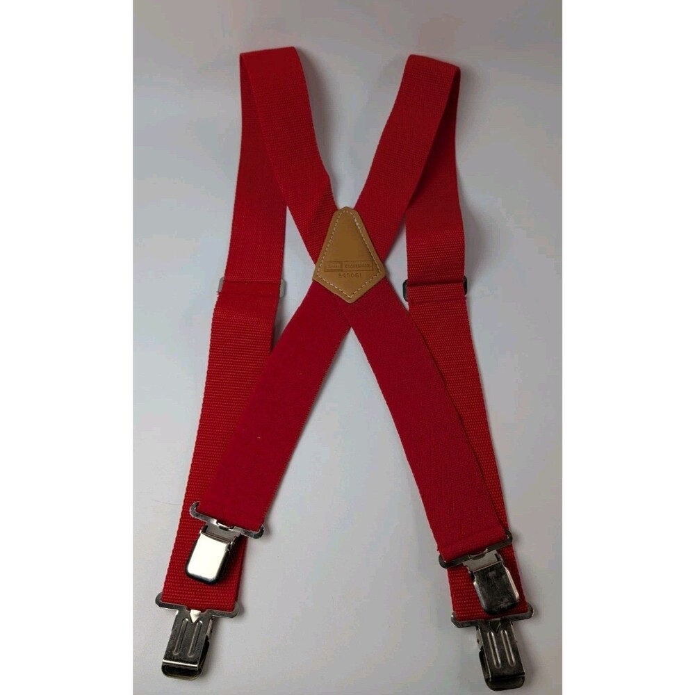 Vintage Sears Craftsman Suspenders 945061 Men's 2” Heavy Duty Clip-End Red